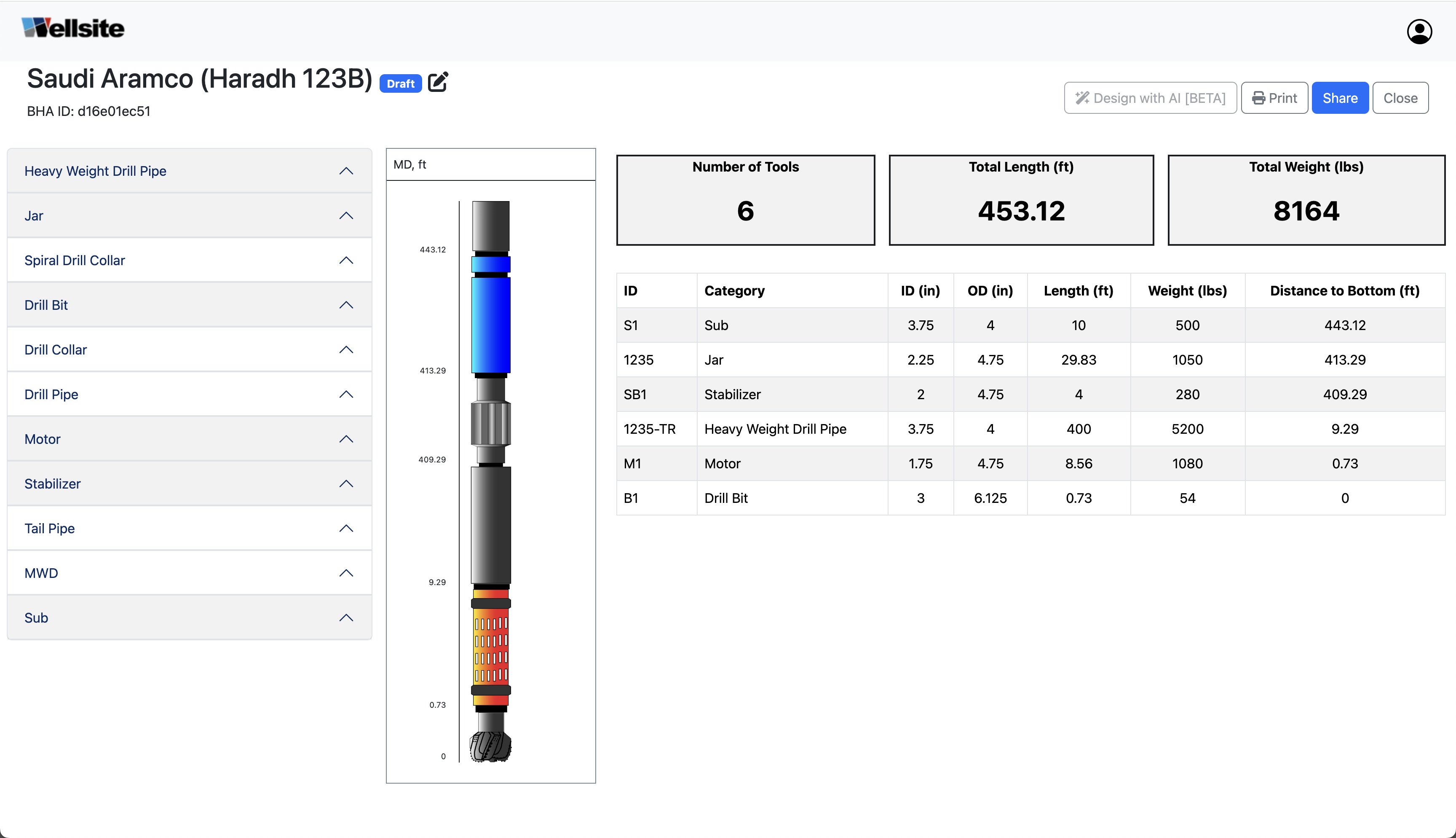 Wellsite BHA Cloud Editor